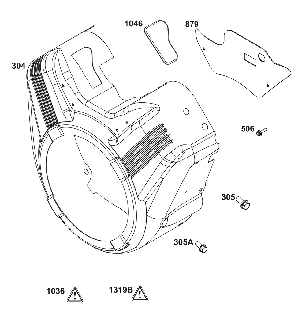 Blower Housing Group Diagram and Parts List for 359447-0119-E1  Briggs and Stratton Engine